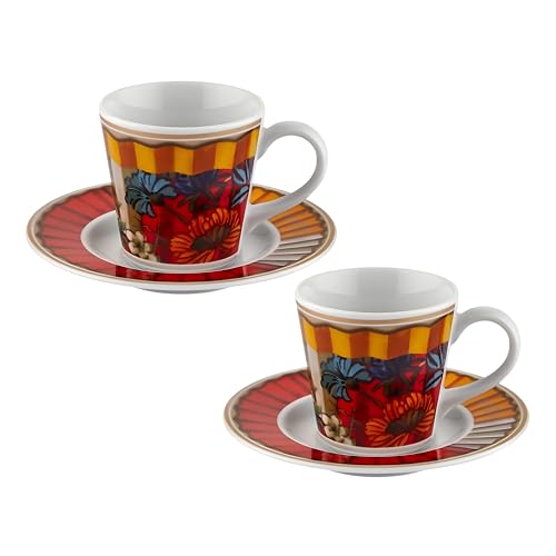 BACI MILANO SET 2 TAZZINE DA CAFFE PORCELLANA - VENTAGLI ACCESSORI CUCINA TAVOLA CASA INTERNI