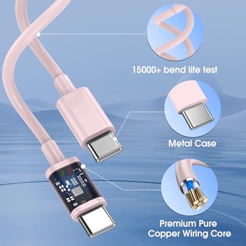 iPhone 17/16/15 Pro/Pro Max Charger, Dual Port USB-C Wall Charger with PD 40W & QC 20W Fast Charging, 10FT USB-C Cable for iPhone, iPad Pro, MacBook M1/M2/M3, Android (Pink, 6 FT) — view 6