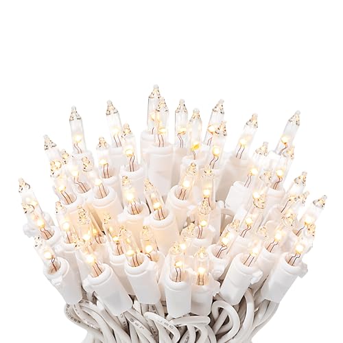 612 Vermont 100 LED Clear Christmas Lights on White Wire Warm-White Lights