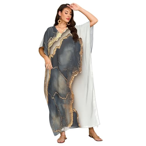 Robe de plage longue en marbre noir taille M fluide - 2