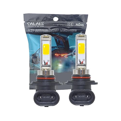 CALAIS Extremely Bright 9005 LED Fog Light Bulb Yellow 2000 Lumens High Power COB Chips 9005 HB3 LED Fog Lights Lamp Bulbs Replacement (Set of 2)