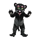 Eamior Black Female Panther Mascot Costume for Adults Men & Women with Pink Eyelids & Built-in Fan Inside the Head