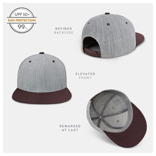 Image of CHOK.LIDS Classic Snapback Flat Bill Hat Blank Adjustable Baseball Cap | Structured high crown, flat visor, blank front for customization, adjustable snap closure, trendy everyday style