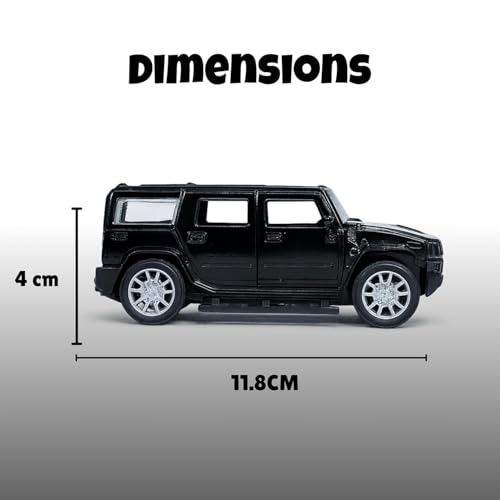 Image of Amisha Gift Gallery Hummer SUV Diecast Metal Car Toy for Kids, Black | Scale Racing Model, Pull Back Action, Opening Doors, For Kids Boys and Girls