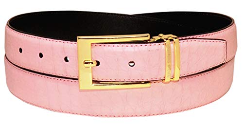 Croc Pattern PINK Color Crocodile Bonded Leather Men's Belt Gold-Tone Buckle 38