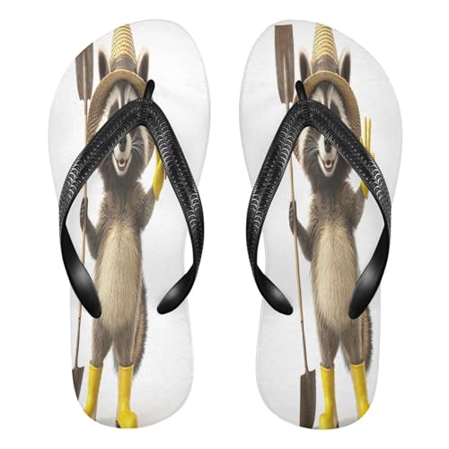 STAYTOP Raccoon Wearing Yellow Boots Flip Flops Sandals of Men's & Women's,Sandals Beach Slippers Shower Slides