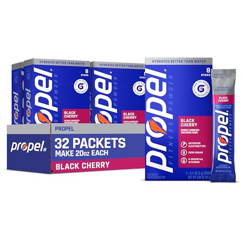 Image of Propel Electrolyte Powder Drink Mix, Black Cherry, (32 Servings), Zero Sugar, Enhanced Water Beverage, Gatorade Electrolytes, Vitamins, No Added Colors, No Artificial Flavors, Hydration