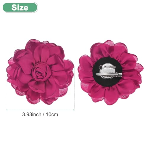 Image of M METERXITY Rose Flower Brooches and Pins for Women, Lapel Pins Dainty Satin Fabric Big Camellia Hair Flowers Clips for Wedding /Parties /Clothes /Jewelry