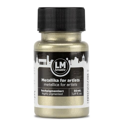 LM-Kreativ Metallic Acrylic Paint 1.69 fl oz - Platinum - Premium Metallic Paint for Artists and Crafters. High Coverage, Lightfast & Durable. Ideal for Canvas, Wood, Ceramic & More