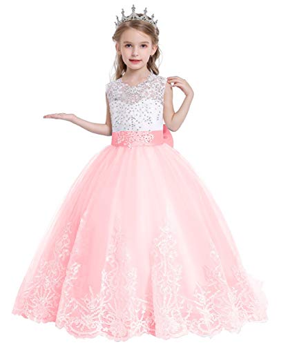 MYRISAM Flowers Girls Applique Tulle Lace Bridesmaid Wedding Dress Birthday Baptism Party Christmas Prom Evening Ball Gown3