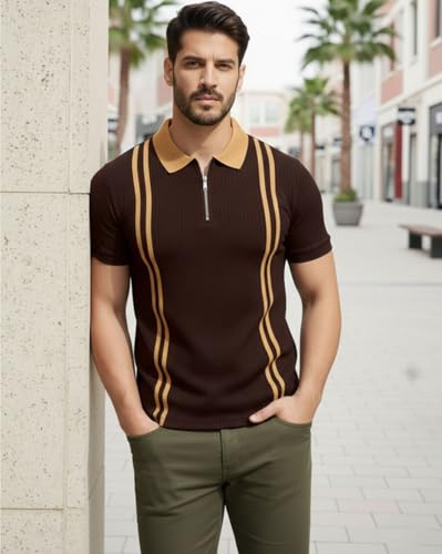 Image of AUSK Men Casual T-Shirt, Texture Printed Half Sleeve Tshirt for Mens, Polo Tshirt for Boys