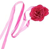 MAGICLULU Gargantilla Larga de Rosas en Tela Rosa Fucsia, Collar Delicado para Mujer, Banda Decorativa Cuello Adecuado para Fiestas y Uso Diario, Accesorio Ligero y Cómodo