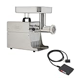 LEM Products BigBite #8 Meat Grinder and Grinder Foot Switch Bundle, 0.50 HP Stainless Steel Electric Meat Grinder Machine, Ideal for Regular Use