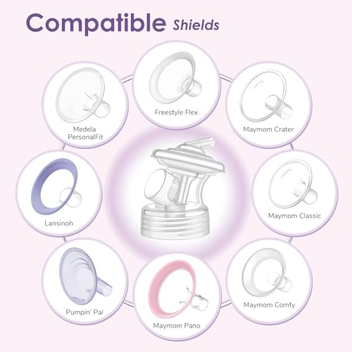 Image of Maymom Pump Parts Compatible with Lansinoh Breastpump,Flange, Wide-Mouth Connector,Valve, Tubing and Backflow Protector, Not Original Lansinoh Pump Parts (Flange 24mm Classic)