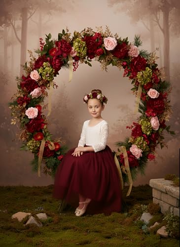 Image of 2Bunnies Girl Peony Lace Back A-Line Straight Tutu Tulle Party Flower Girl Dress