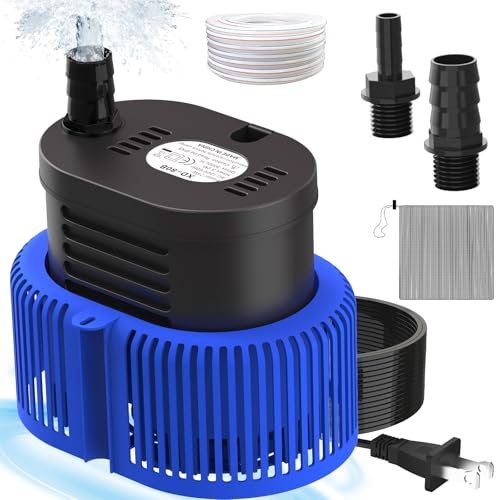 Pool Cover Pump above Ground - Submersible Water Sump Pump Swimming Water Removal Pumps, with Drainage Hose & 25 Feet Extra Long Power Cord, 850 GPH inGround, 3 Adapters