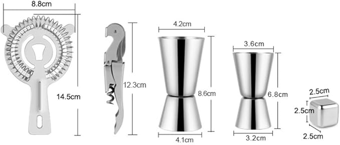 Set de Coctelera de Acero Inoxidable PXIWDAN con Base de Madera 23pcs miniatura 3