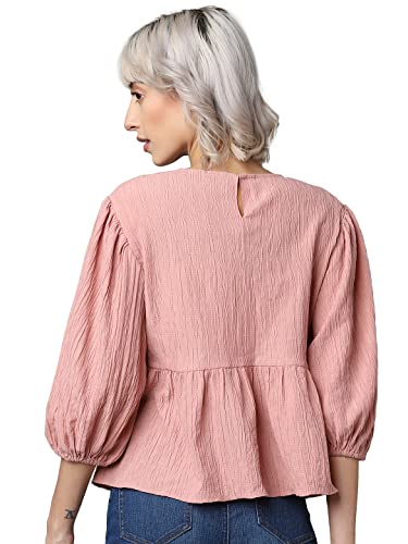 Image of ONLY Women's Cotton Solid Regular Fit T-Shirt