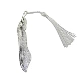 Paquete: 10 marcadores de metal con forma de pluma + 10 piezas de borlas rectas