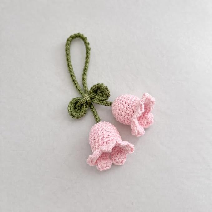 Blooming Crochet Tulip Bell Flower Keychain-image-31