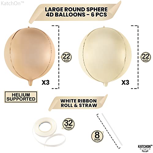 Image of KatchOn, White Sand Balloons - Big 22 Inch, Pack of 6 | Cream Balloons, Beige Balloon for Boho Birthday Party, Beige Party Decorations | Bridal Shower Decorations, Wedding, Baby Shower Decor