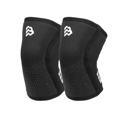 BLOR Ginocchiere 2.0 Black 5 | 7mm Ideali Per Powerlifting In Neopreme | Unisex A Compressione | Sollevamento Pesi | Ottime Per Bodybuilding E Crosstraining (5MM, M)