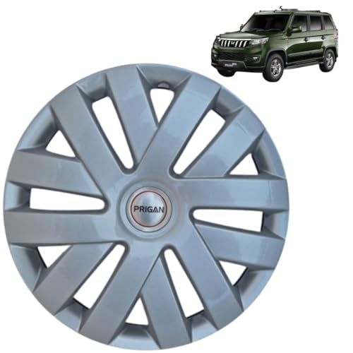 Image of PRIGAN Wheel Cover for Mahindra Bolero NEO 15 Inch Silver Wheel Cap (Available in 15 Inch) (Set of 4 Pcs) (Press Fitting) Model- Polo Silver-15