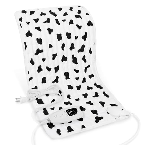 Image of Deepsoon Heating Pad,Electric Heating Pads for Back,Neck,Moist Heating Pad for Abdomen Shoulder Knee Legs,Dry /Moist Heat&Auto Shut Off,Mother's Day Birthday for Men and Women,White Black,24x12 Inch