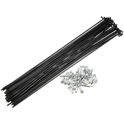 Rayons de vélo 14G J-Bend en acier noir avec écrous pour réparation de roue