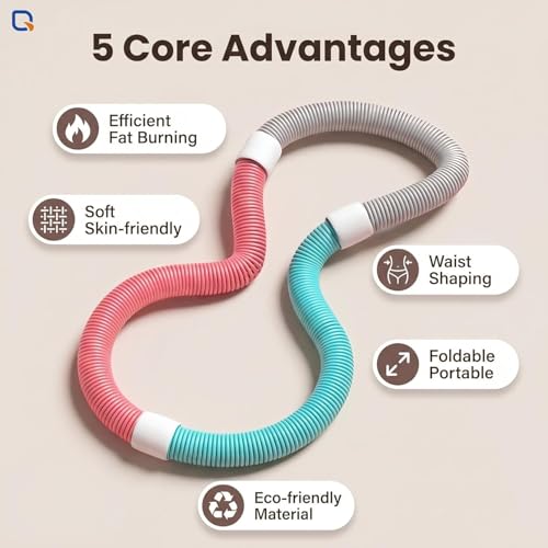 Image of Weighted Soft Spring Hula Hoop for Adults, 3.3lb Foldable for Home and Travel, Portable Slimming Fitness Hoop for Weight Loss, Waist-Friendly Design, Upgraded Closed Silent Version (Design-2)