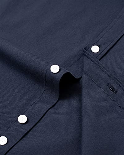Image of Alimens & Gentle Mens Solid Oxford Shirt Long Sleeve Dress Shirt Work Casual Button Down Shirts with Pocket