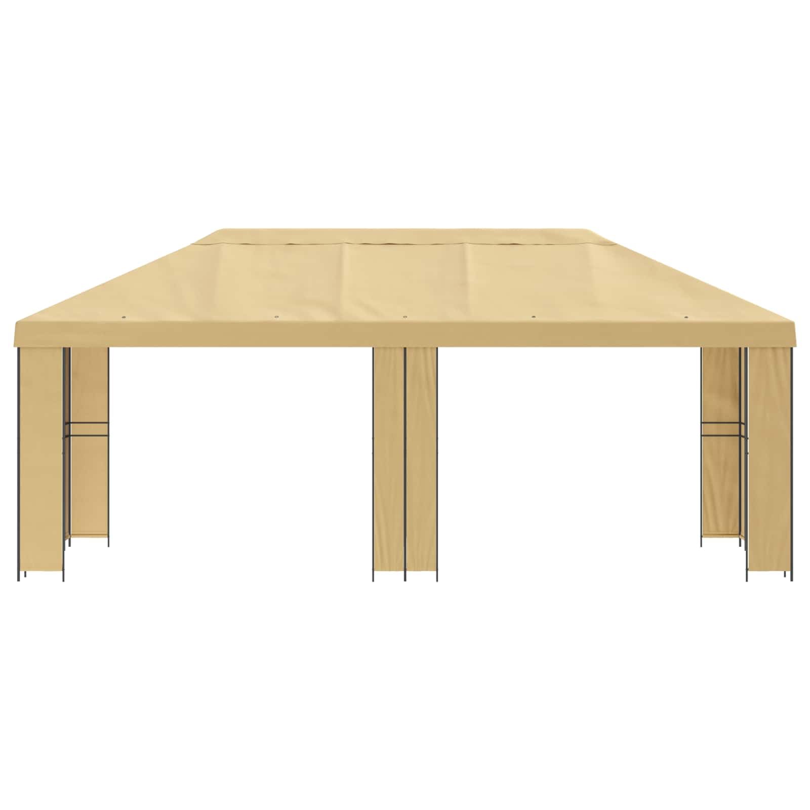 Pawilon ogrodowy, styl przemysłowy, 6 x 3 m, kremowy, z dwiema ramkami z poliestru i stali, zadaszenie 600,5 x 300,5 cm, do nowoczesnych obszarów zewnętrznych