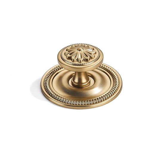 khtumeware 10 Pack 2.5 Inch Champagne Bronze Cabinet knobs with Backplate Vintage Backplate for Cabinet knobs and Drawer knobs Bi-Fold Door Knobs