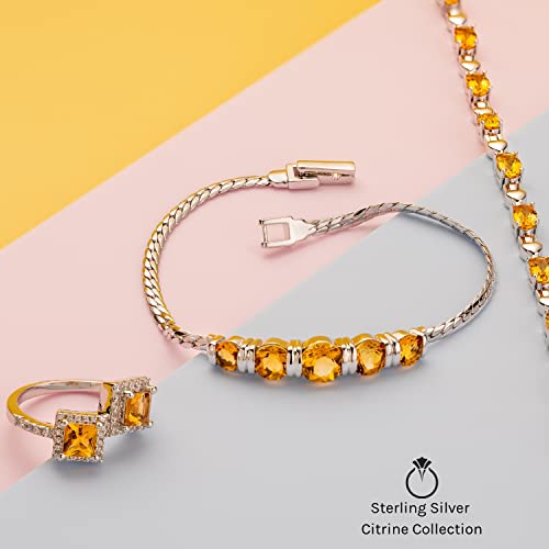 Peora Citrine Classic Eternity Ring Band For Women 925 Sterling Silver, Genuine Gemstone Birthstone, 1 Carat Total, 3Mm Width, Size 6 #TOP5