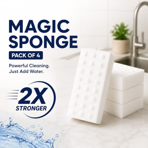 Image of Multi-Surface Cleaning Sponge Magic Eraser, White, Pack of 4