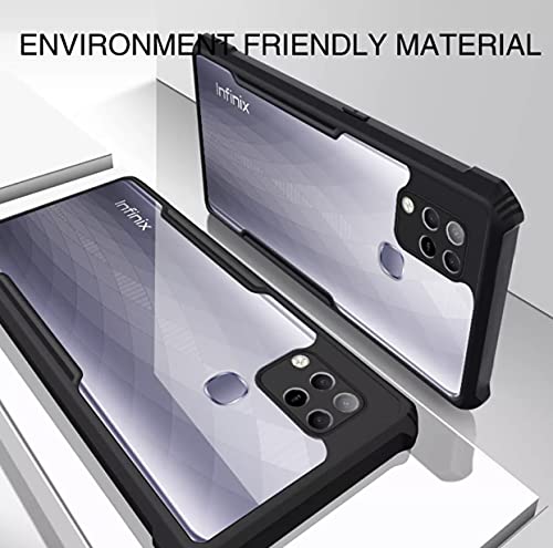 Image of REALCASE Hot 10S Back Cover Shockproof Bumper Crystal Clear | 360 Degree Protection TPU+PC | Camera Protection | Acrylic Transparent Eagle Cover Case for Infinix Hot 10s (X-Black)