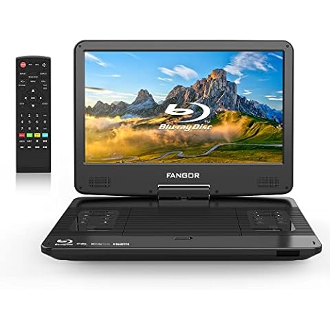 FANGOR 14 Inch Portable Blu Ray DVD Player with HDMI Output Built-in Rechargeable Battery, Sync Screen, Dolby Audio, USB/SD Playback Cover