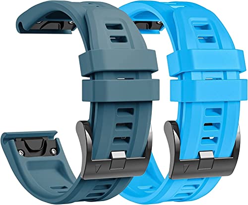 Bracelet 26mm pour Garmin Fenix 7X et 6X Pro en silicone souple lot de 2