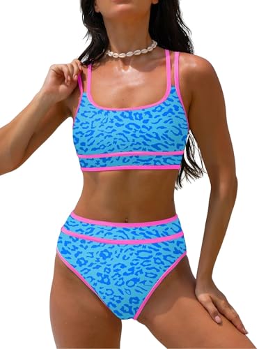 Image of popvil Women's High Waisted Bikini Sets 2026 Neon 2 Piece Swimsuit