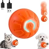 BIONEMAGILI Interactive Self-Moving Pet Toy Ball - Motion-Activated Auto Rolling, Military-Grade Chew Resistant, USB-C Rechargeable for Small Dogs & Cats (Orange, Small1