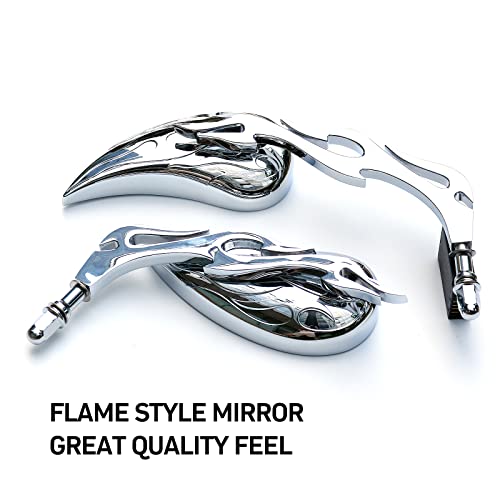 Wtzmoto Motorcycle Side Mirrors Chrome - 8Mm Handlebar Dual Sport Mirrors, Double Takes Powersports Mirrors Compatible With Honda Grom, Shadow, Suzuki, Harley Davidson, Scooter, Street Bike, Motorbike #TOP1