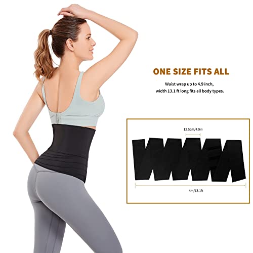 Cindou Waist Trainer For Women Lower Belly Fat Plus Size Wide4.9In Long13.1Ft Adjust Tummy Wraps Sweet Sweat Band Belt For Stomach Bandage Wrap Body Shapewear Invisible Trimmer Shaper Waist Training #TOP4