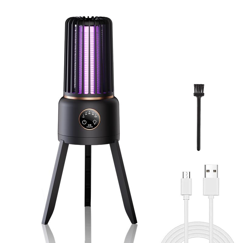 Mata Mosquitos eléctrico 3600V - luz UV 360° + Descarga eléctrica instantánea, 4 temporizadores, USB - Resistente al Agua, Apto para Uso Interior/Exterior (Mosquitos, Moscas)