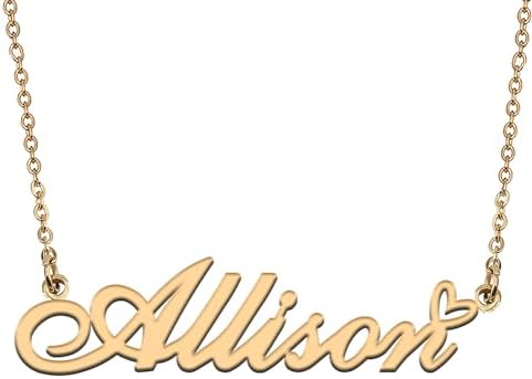 HUAN XUN Allison Name Necklace Personalized for Women Stainless Steel Pendant Jewelry Gift for Mother Day Birthday Christmas