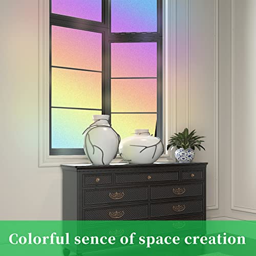 Dktie Rainbow Window Privacy Film Decorative Stained Glass Window Privacy Film Frosted Glass Static Clings No Glue (Rainbow Window Film, 17.5 X 78.7 Inches) #TOP4