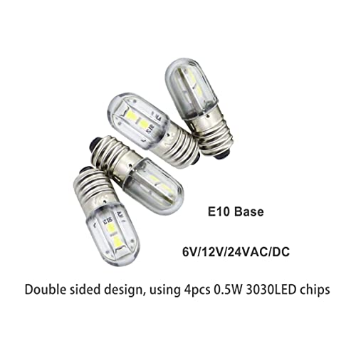 Mcdrlled E10 Led Bulb 120Vac Or Dc 1W Super Bright 100Lumens Indicator Light For Entertainment Lights - Christmas Holiday Light Bulbs White Color,Pack Of 10 #TOP5