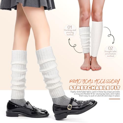 LIFKOME 2Pairs Knitted Leg Warmers for Women Stretchable Winter Leg Wraps Cozy and Soft Boot Covers for Dancers Athletes and Everyday Use Cute Fashionable Accessories4