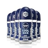NIVEA Men Cool Kick Anti-Perspirant Deodorant Roll-On (6 x 50ml), Cooling Roll On Deodorant for Men, 72H Active Anti-Sweat and Odour Protection
