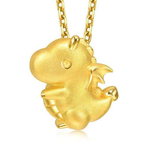 CHOW SANG SANG 999.9 24K Solid Gold Dinosaur Pendant, Stud Earrings for Women 92014P 92014E (Gold Pendant)