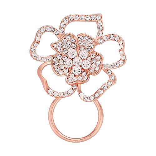 Image of Delicate Blooming Flower Crystal Magnetic Eyeglass Holder Clip Brooch for Clothes